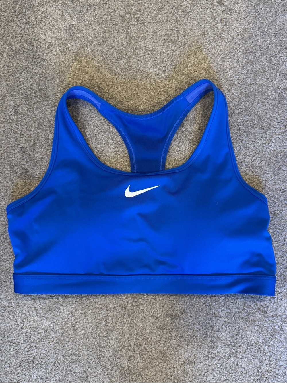 Nike Royal Blue Dr-Fit Racerback Sports Bra with White Swoosh